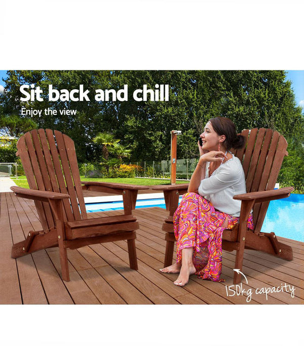 SUN LOUNGE  Outdoor Beach Chair Wooden Adirondack Patio Lounge Garden