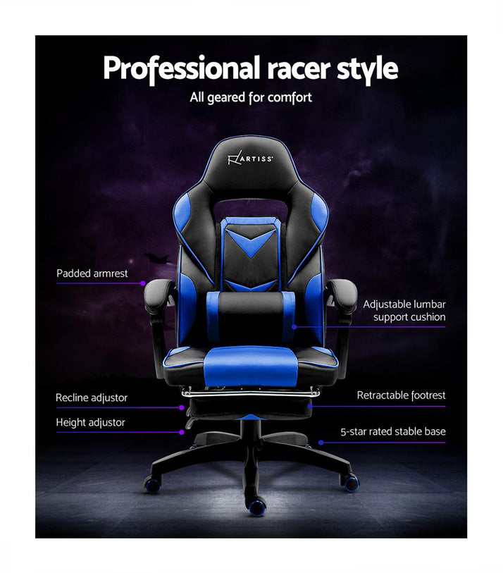 VALIANT Office Chair Computer Desk Gaming Chair Study Home Work Recliner Black Blue