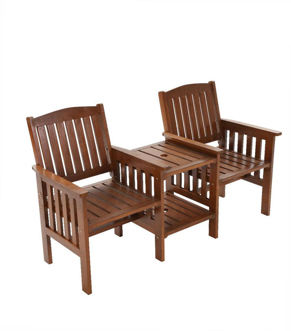 GARDEON Garden Bench Chair Table Loveseat Wooden Outdoor Furniture Patio Park Brown