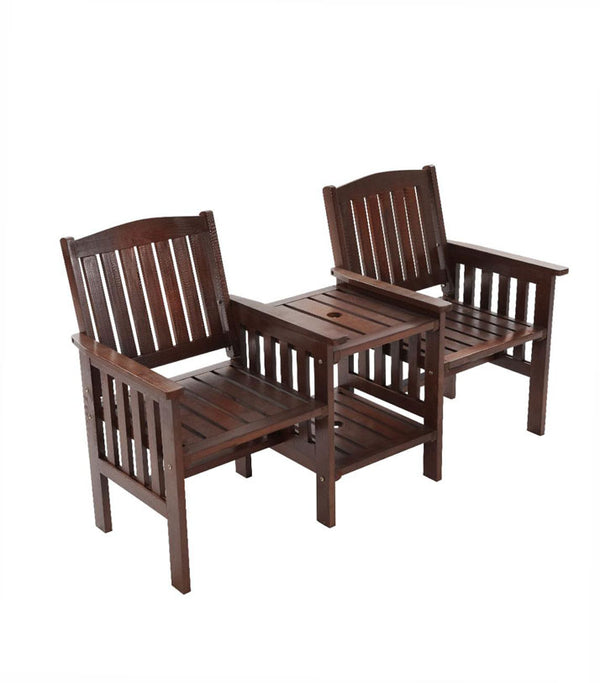 GARDEON Garden Bench Chair Table Loveseat Wooden Outdoor Furniture Patio Park Charcoal Brown