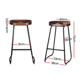 Artiss Set of 4 Elm Wood Backless Bar Stools 75cm - Black