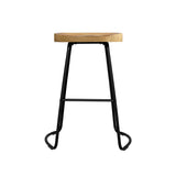 Artiss Set of 2 Elm Wood Backless Bar Stools 65cm - Black and Light Natural