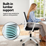 Artiss Ergonomic Office Chair Mesh Computer Desk Chairs with Lumbar Support, Height Adjustment Swivel Chair Mid Back for Home Office Study, Black and White