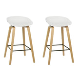 Artiss Set of 2 Wooden Square Footrest Bar Stools - White