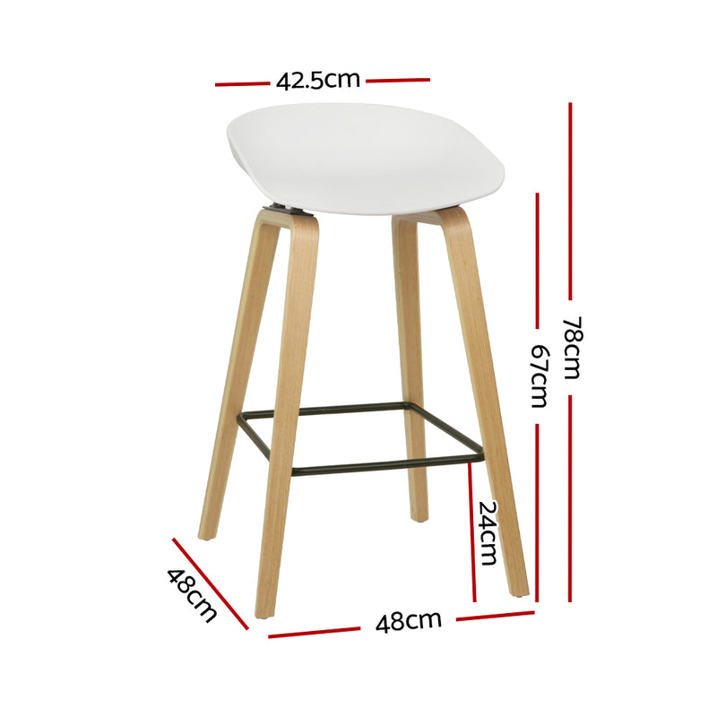 Artiss Set of 2 Wooden Square Footrest Bar Stools - White