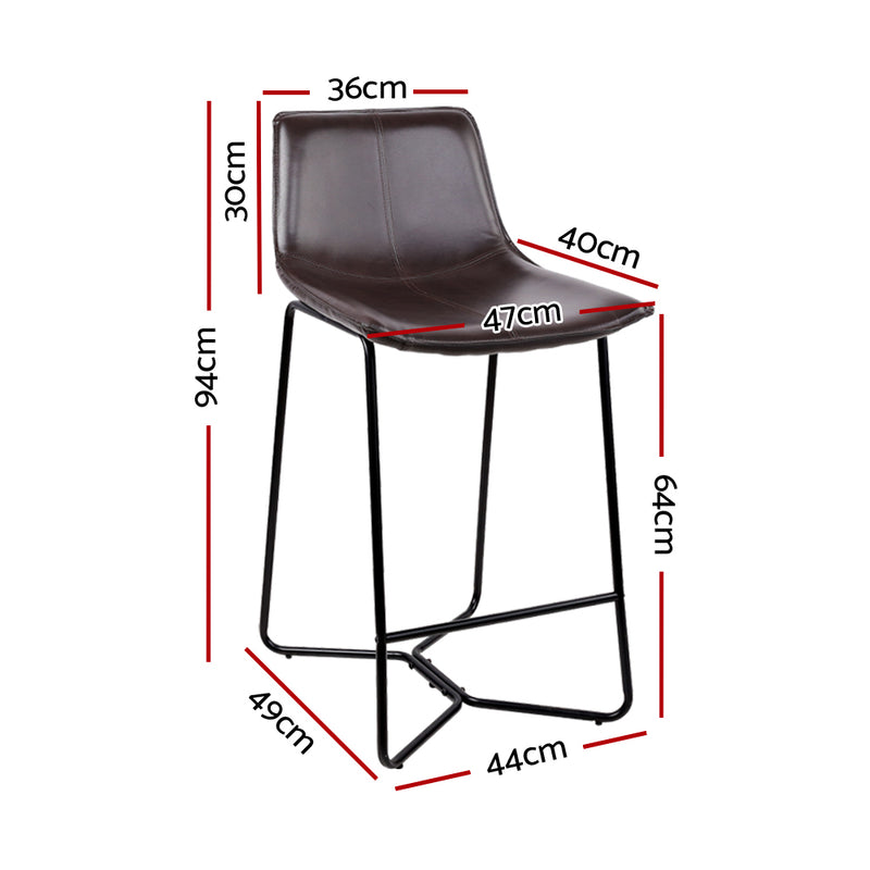 Artiss Set of 4 PU Leather Metal Bar Stools - Brown and Black