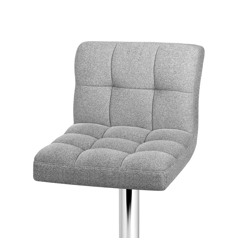 Artiss 2x Bar Stools Fabric Gas Lift Grey