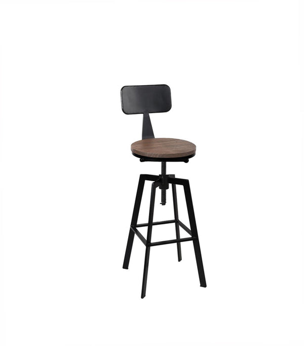 Rustic Industrial Style Metal Bar Stool - Black and Wood