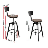 Rustic Industrial Style Metal Bar Stool - Black and Wood