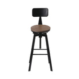 Rustic Industrial Style Metal Bar Stool - Black and Wood