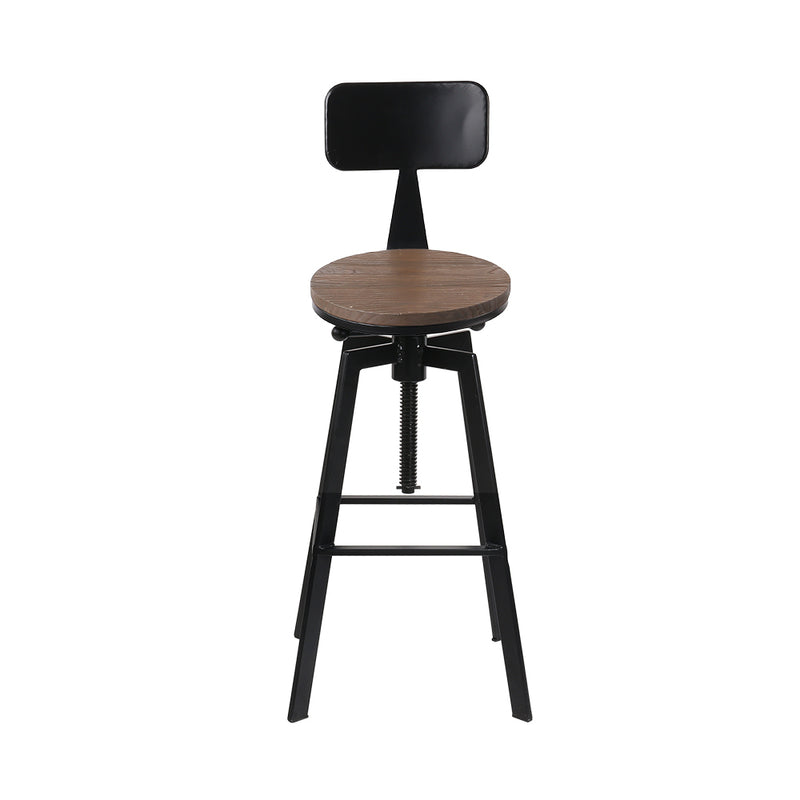 Rustic Industrial Style Metal Bar Stool - Black and Wood