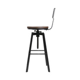 Rustic Industrial Style Metal Bar Stool - Black and Wood