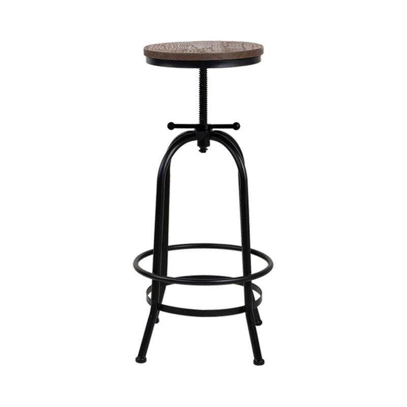 Artiss Bar Stool Industrial Round Seat Wood Metal - Black and Brown