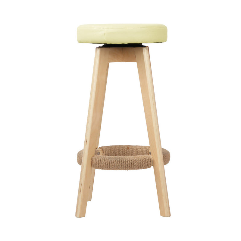 Artiss Set of 2 Bar Stools Wood Swivel PU Leather - Cream