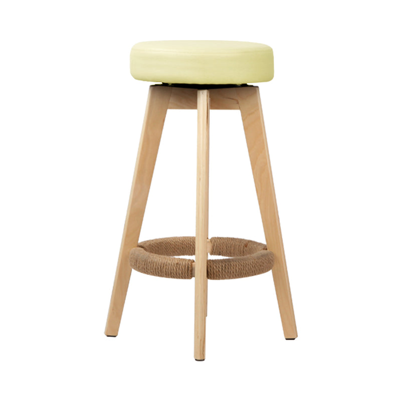 Artiss Set of 2 Bar Stools Wood Swivel PU Leather - Cream