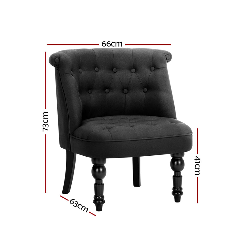 LORRAINE Fabric Occasional Accent Chair - Black