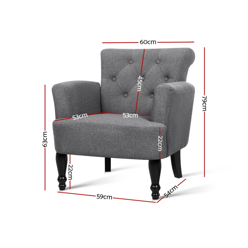 Lothair Wing Armchair - Grey