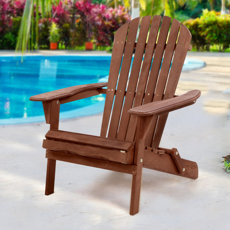 SUN LOUNGE  Outdoor Beach Chair Wooden Adirondack Patio Lounge Garden