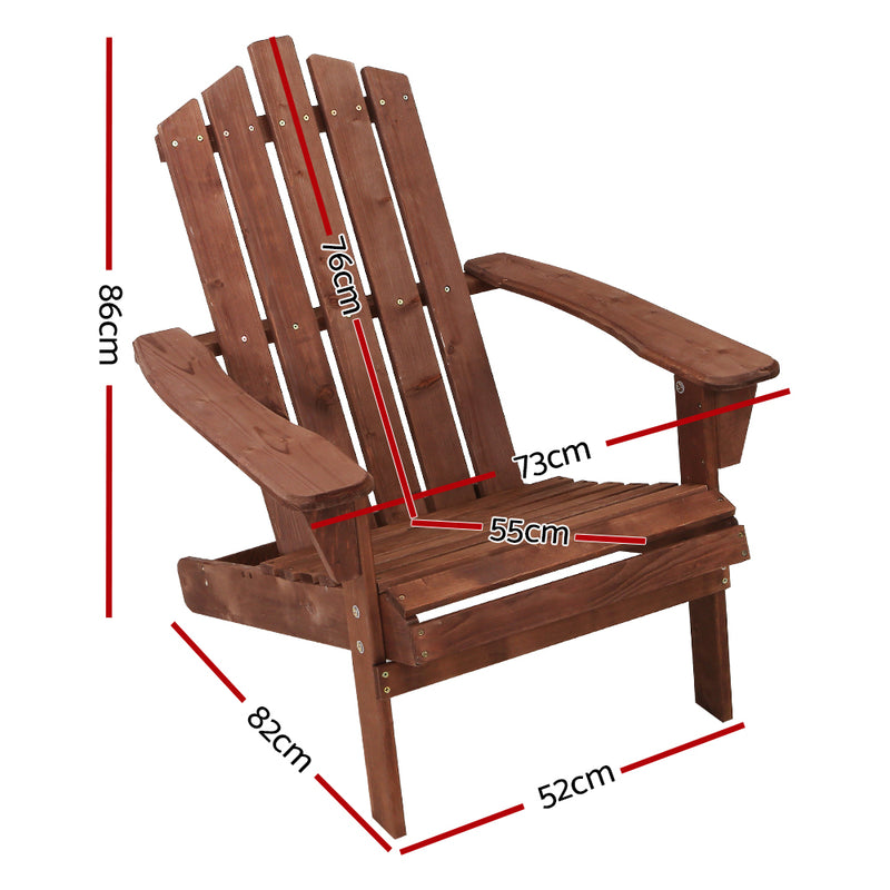 Sun Lounge Outdoor Beach Chairs Wooden Adirondack Patio Brown Chair