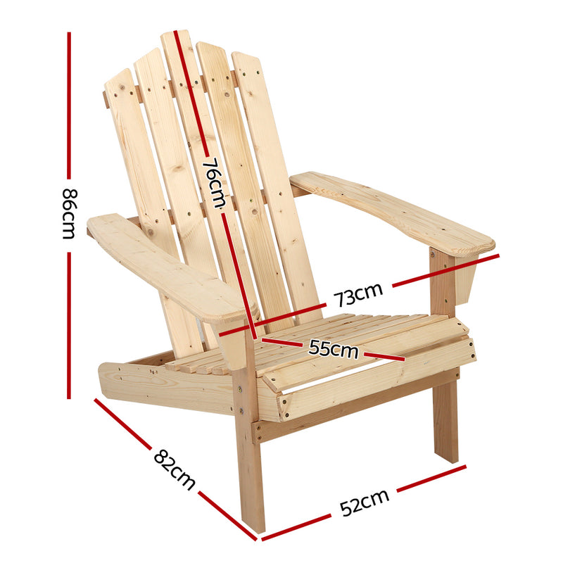 Sun Lounge Outdoor Beach Chairs  Wooden Adirondack Patio Chair Light Wood Tone