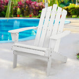 Sun Lounge Outdoor Beach Chairs Wooden Adirondack Patio - White