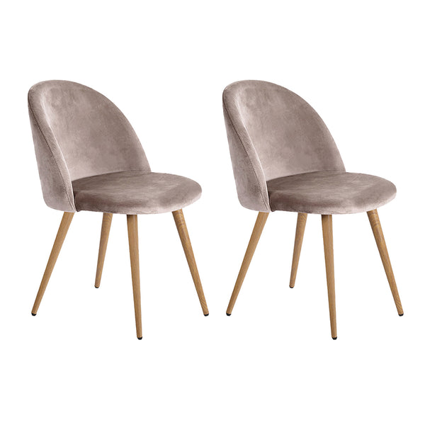 Artiss Set of Two Velvet Modern Dining Chair - Light Grey