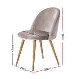 Artiss Set of Two Velvet Modern Dining Chair - Light Grey