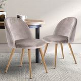 Artiss Set of Two Velvet Modern Dining Chair - Light Grey