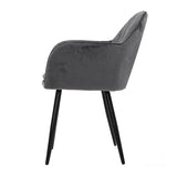 MARS Set of 2 Dining Chairs Retro Chair Metal Legs Replica Armchair Velvet Grey