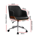 PORTIA Wooden Office Chair Computer PU Leather Desk Chairs Executive Black Wood