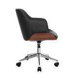 PORTIA Wooden Office Chair Computer PU Leather Desk Chairs Executive Black Wood