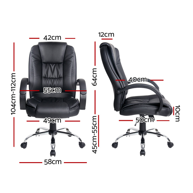 BROOK Office Chair Gaming Computer Chairs Executive PU Leather Seating Black