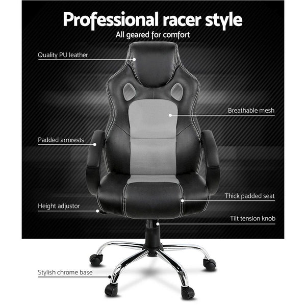 MAVERICK Gaming Chair Computer Office Chairs Grey & Black