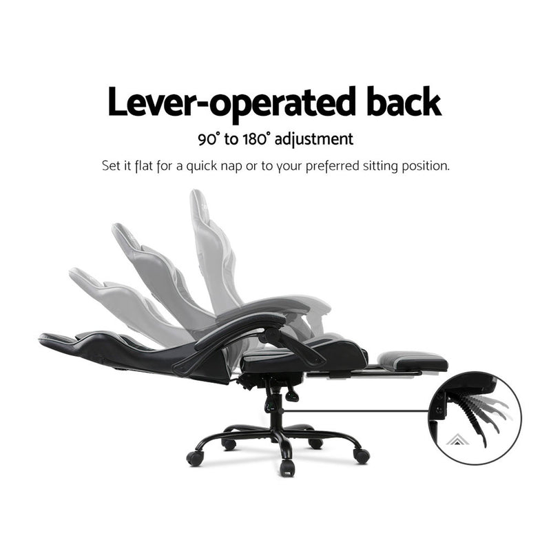 Gaming Office Chair Computer Seating Racer Black and Grey