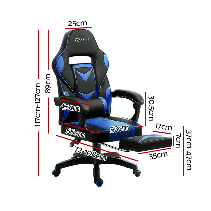 VALIANT Office Chair Computer Desk Gaming Chair Study Home Work Recliner Black Blue