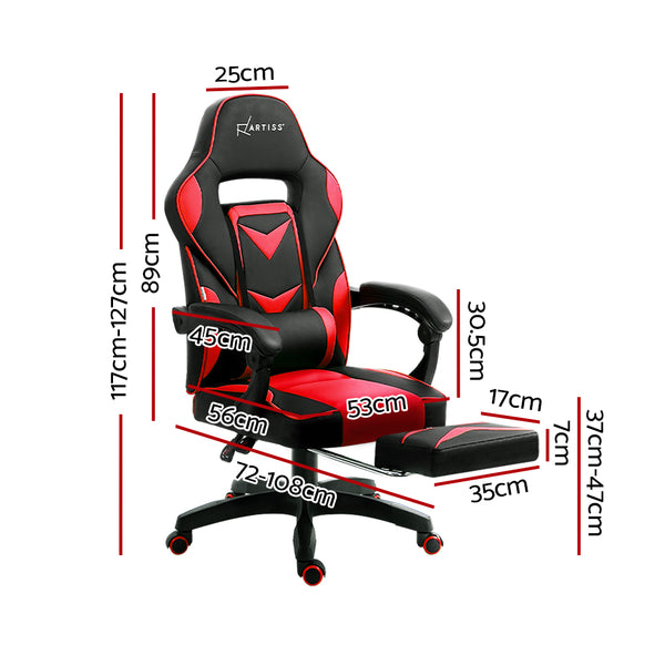 VALIANT Office Chair Computer Desk Gaming Chair Study Home Work Recliner Black Red