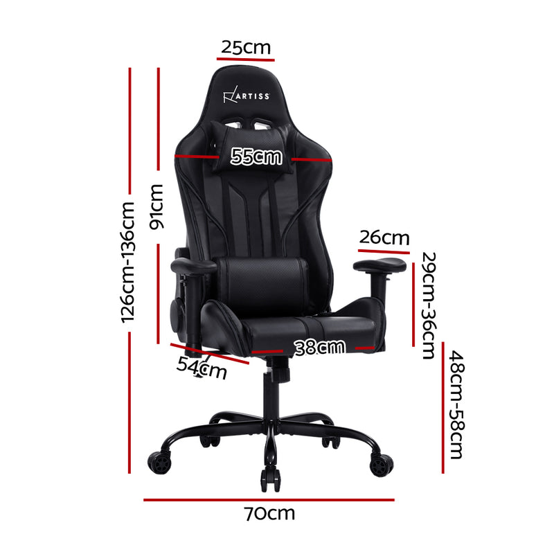 MUSKET Gaming Office Chair Computer Chairs Leather Seat Racer Racing Meeting Chair Black