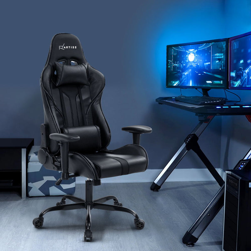 MUSKET Gaming Office Chair Computer Chairs Leather Seat Racer Racing Meeting Chair Black