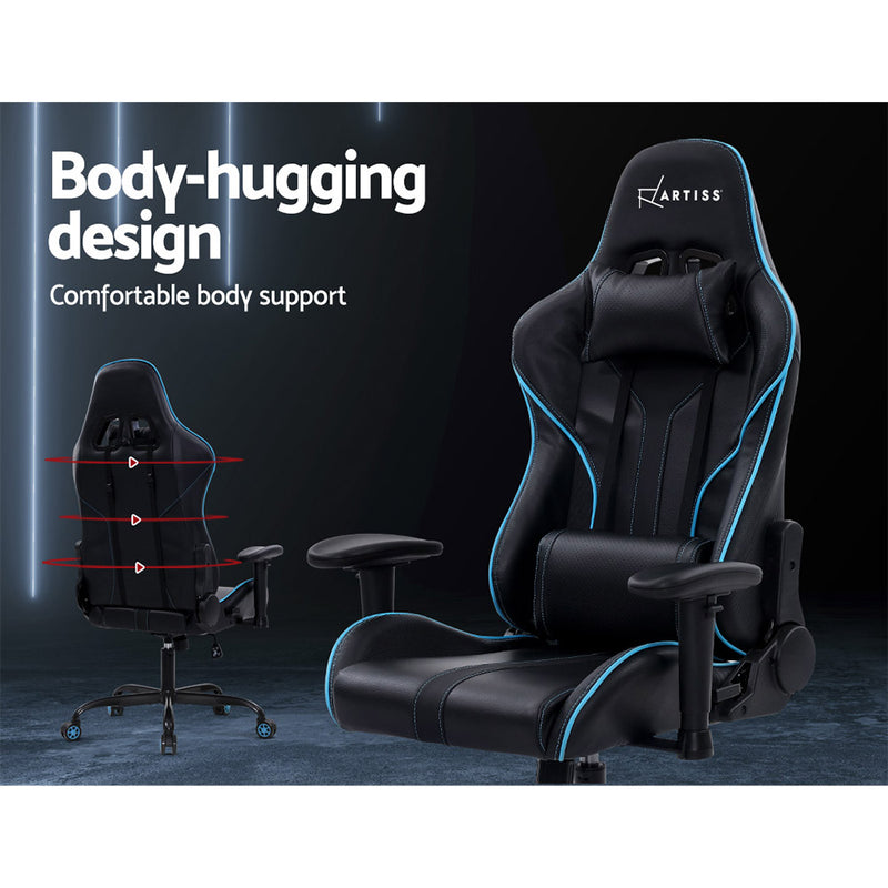 MUSKET Gaming Office Chair Computer Chairs Leather Seat Racing Racer Recliner Meeting Chair Black Blue