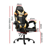 MECKA Office Chair Gaming Chair Computer Chairs Recliner PU Leather Seat Armrest Black Golden