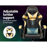 MECKA Office Chair Gaming Chair Computer Chairs Recliner PU Leather Seat Armrest Black Golden