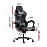 MECKA Office Chair Gaming Chair Computer Chairs Recliner PU Leather Seat Armrest Black Grey