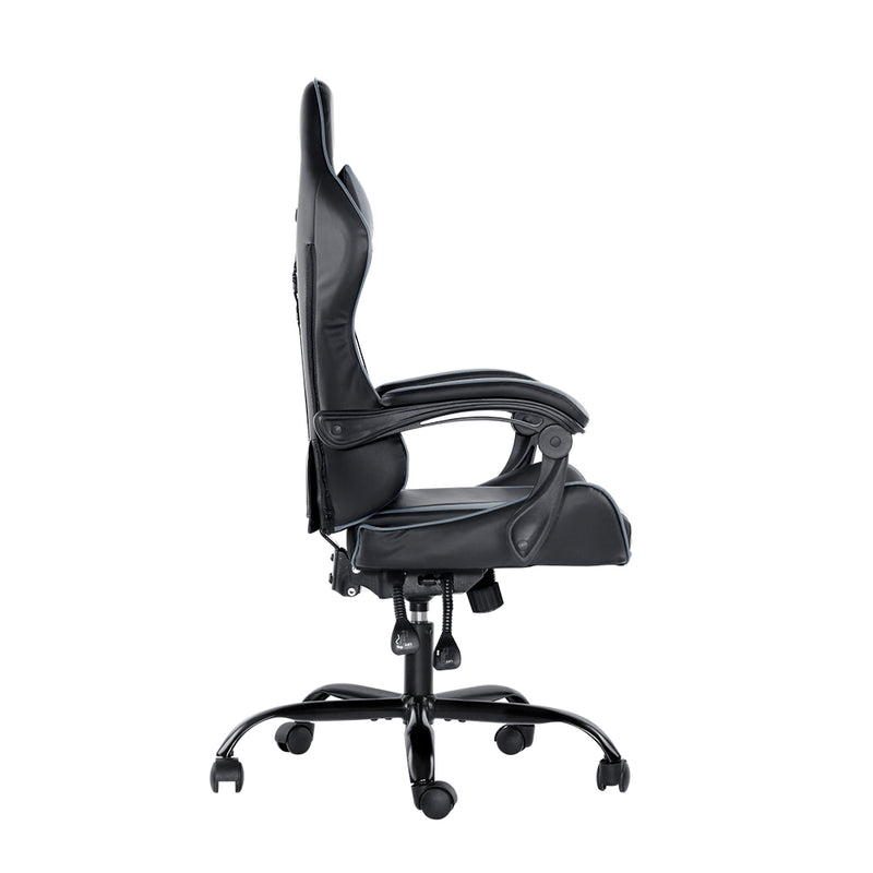 MECKA Office Chair Gaming Chair Computer Chairs Recliner PU Leather Seat Armrest Black Grey