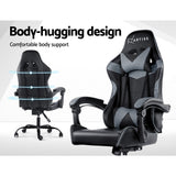 MECKA Office Chair Gaming Chair Computer Chairs Recliner PU Leather Seat Armrest Black Grey