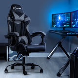 MECKA Office Chair Gaming Chair Computer Chairs Recliner PU Leather Seat Armrest Black Grey