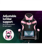 MECKA Office Chair Gaming Chair Computer Chairs Recliner PU Leather Seat Armrest Black Pink