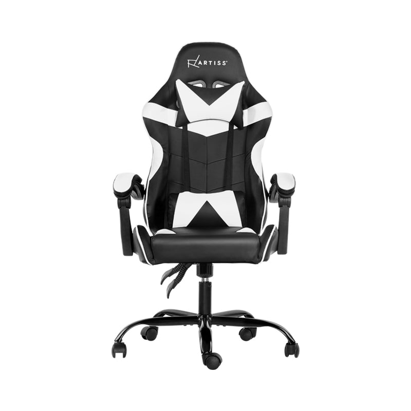 MECKA Gaming Office Chairs Computer Seating Racing Recliner Racer Black White