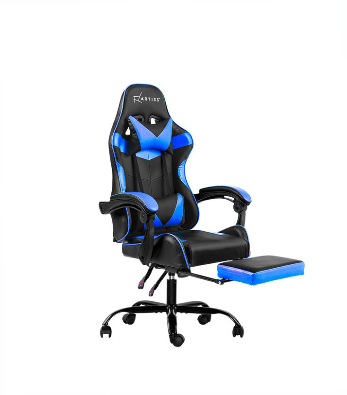 MARVEL Gaming Office Chairs Computer Seating Racing Recliner Footrest Black Blue