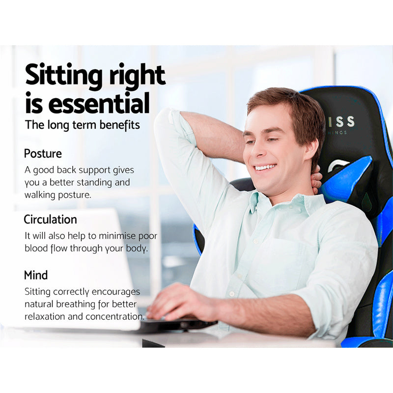 MARVEL Gaming Office Chairs Computer Seating Racing Recliner Footrest Black Blue