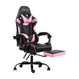 Artiss Office Chair Gaming Chair Computer Chairs Recliner PU Leather Seat Armrest Footrest Black Pink